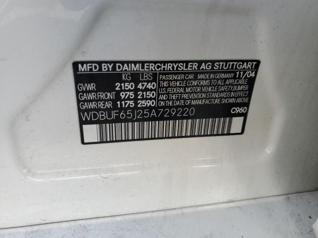 2005 Mercedes-Benz E 320 VIN: WDBUF65J25A729220 Lot: 51748064