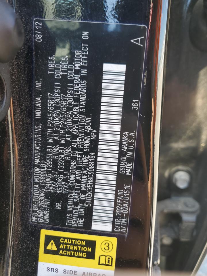 5TDZK3EH8CS088184 2012 Toyota Highlander Base