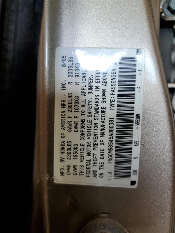 1HGCM66545A080381 2005 Honda Accord Ex