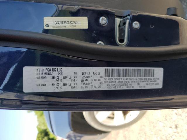 2016 Jeep Compass Latitude VIN: 1C4NJDEB9GD637542 Lot: 55865584