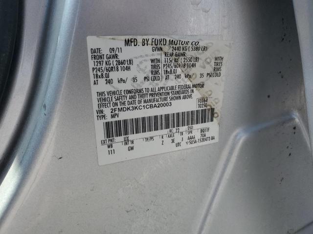 2012 Ford Edge Limited VIN: 2FMDK3KC1CBA20003 Lot: 56635394