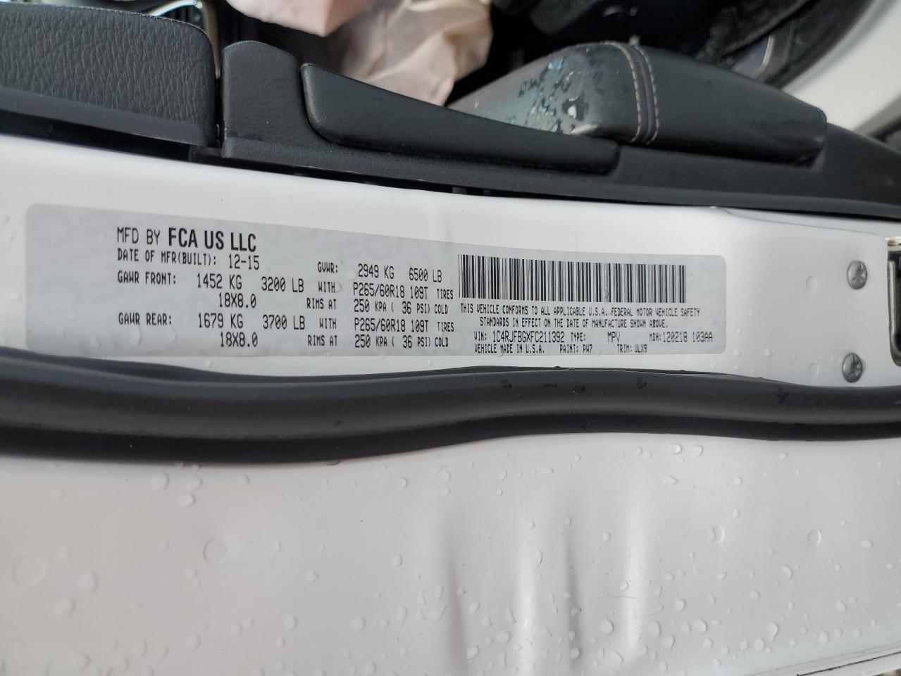 1C4RJFBGXFC211392 2015 Jeep Grand Cherokee Limited