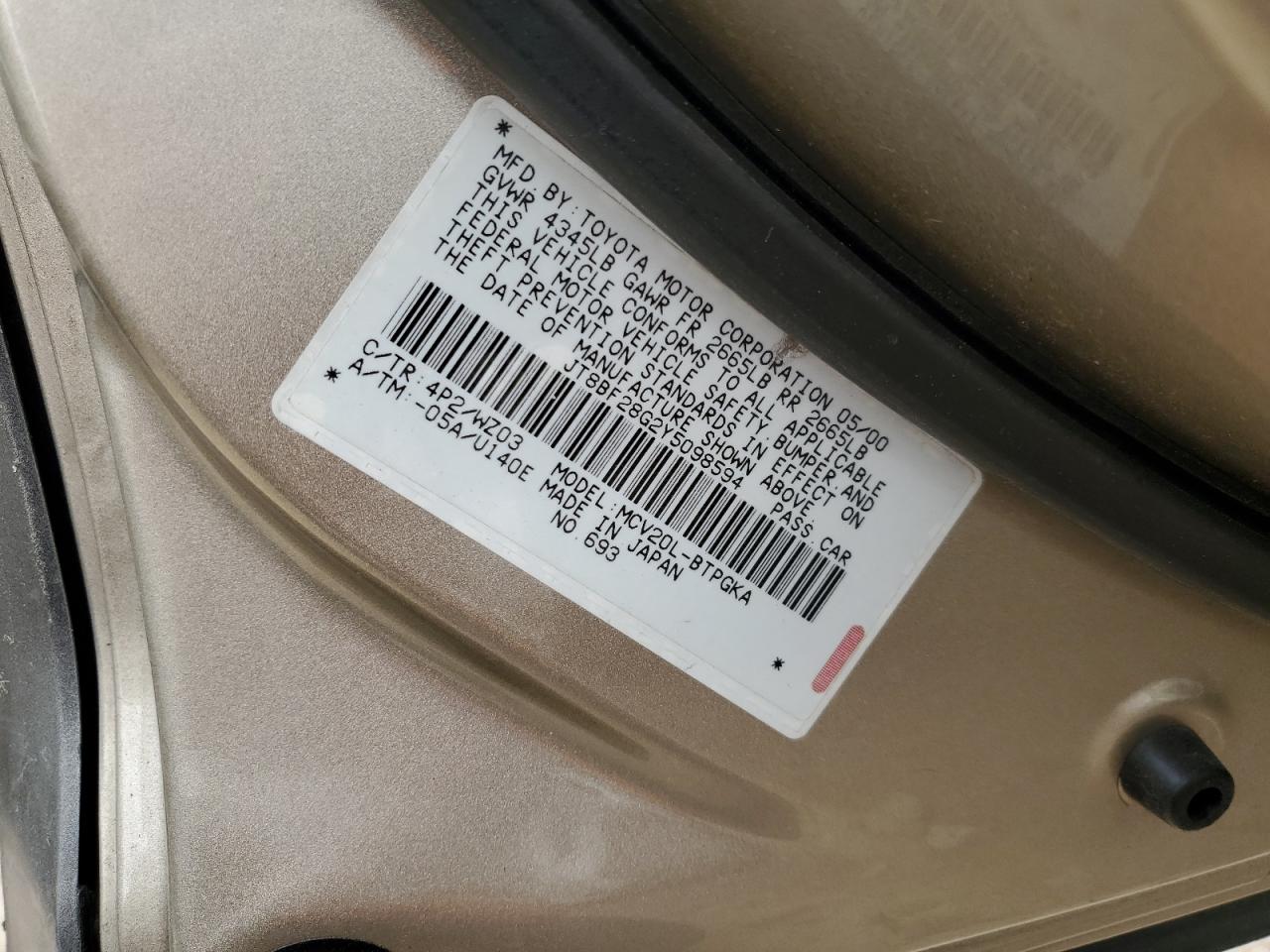 JT8BF28G2Y5098594 2000 Lexus Es 300