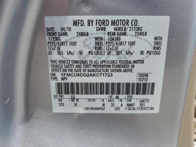 2010 Ford Escape Xlt VIN: 1FMCU9DG2AKC71723 Lot: 53507684