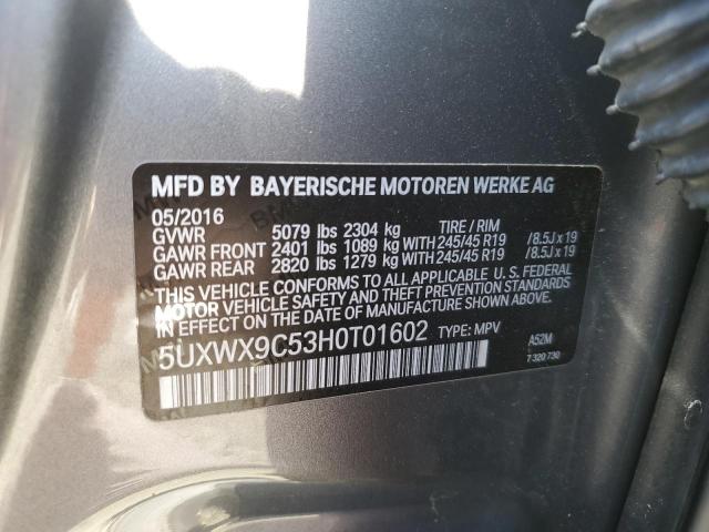 VIN 5UXWX9C53H0T01602 2017 BMW X3, Xdrive28I no.13