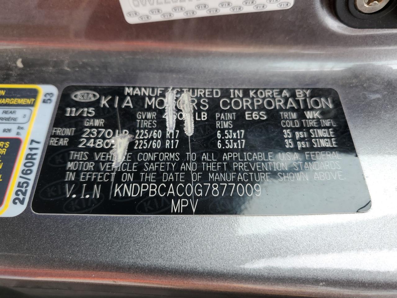 KNDPBCAC0G7877009 2016 Kia Sportage Lx