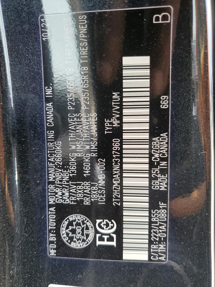 2T2HZMDAXNC317960 2022 Lexus Rx 350