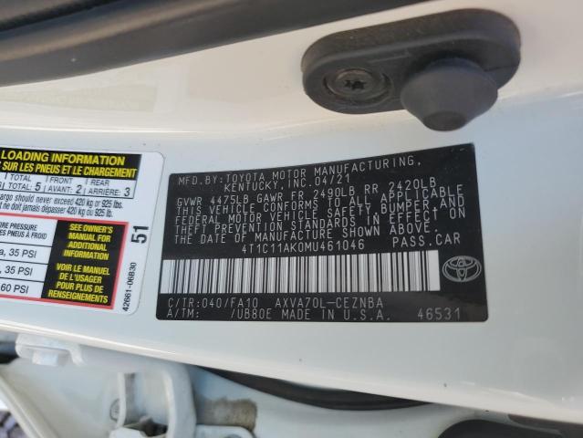 VIN 4T1C11AK0MU461046 2021 Toyota Camry, LE no.12