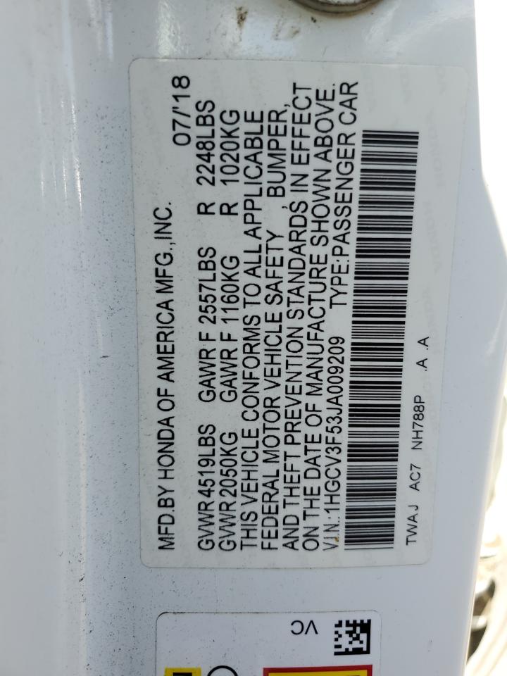 1HGCV3F53JA009209 2018 Honda Accord Hybrid Exl