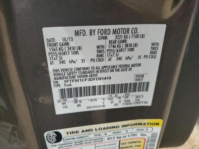 2013 Ford F150 Supercrew VIN: 1FTFW1CF3DFD91419 Lot: 56934674