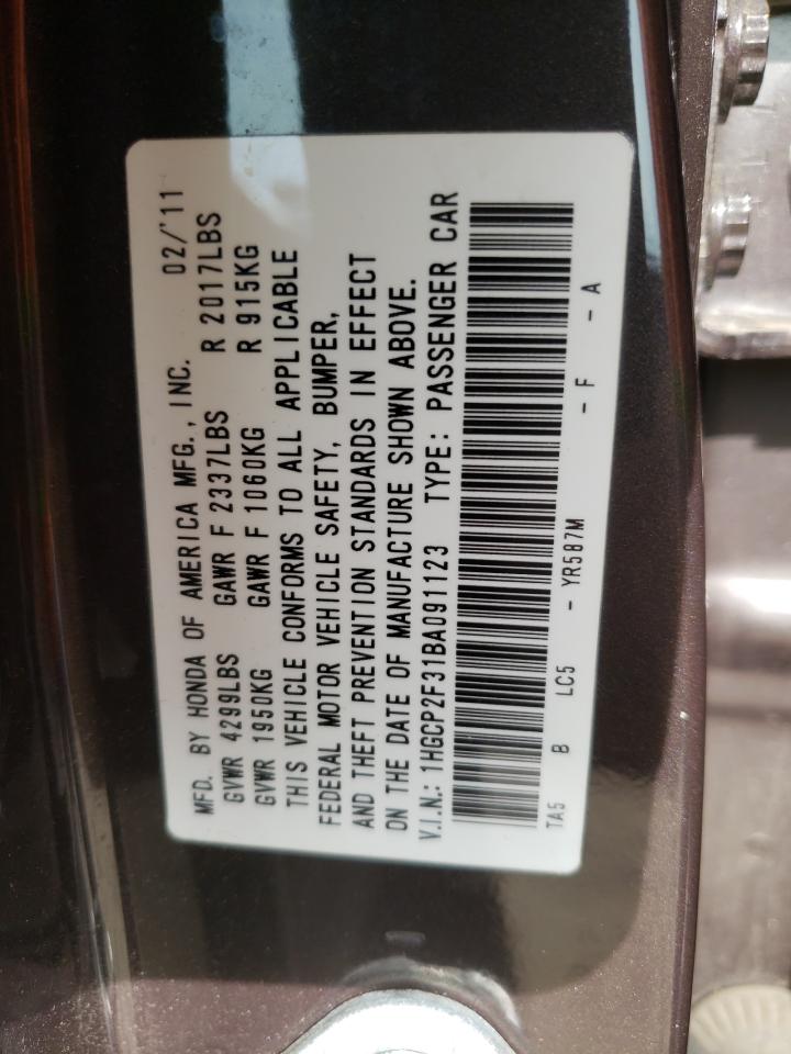 1HGCP2F31BA091123 2011 Honda Accord Lx