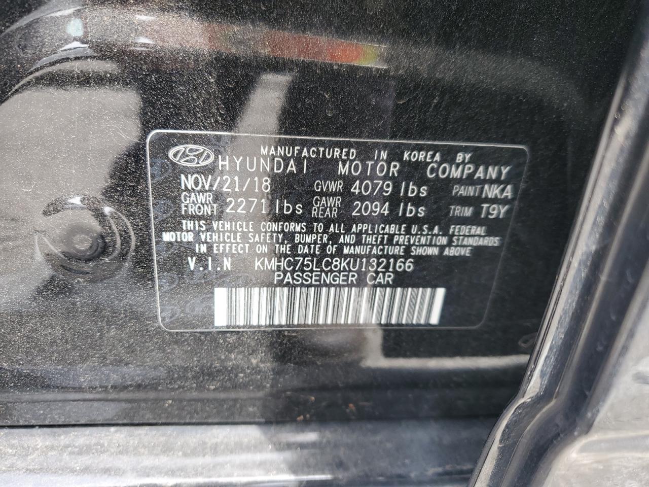 KMHC75LC8KU132166 2019 Hyundai Ioniq Sel