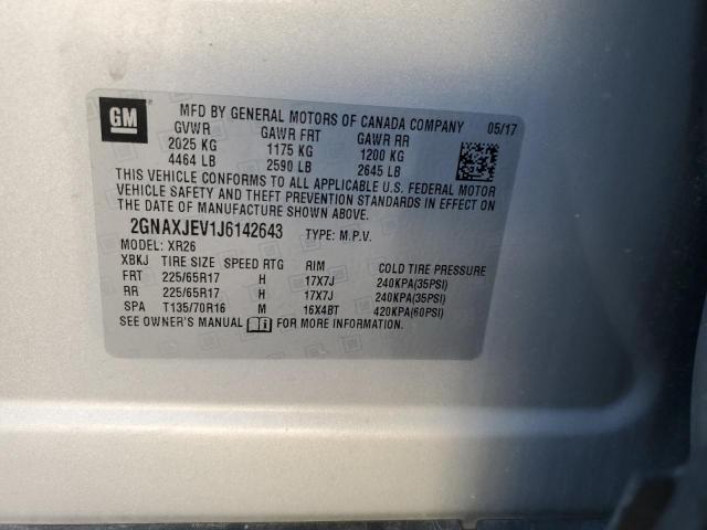 2018 CHEVROLET EQUINOX LT - 2GNAXJEV1J6142643
