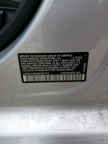 2021 Volkswagen Passat Se VIN: 1VWSA7A39MC002774 Lot: 54683444