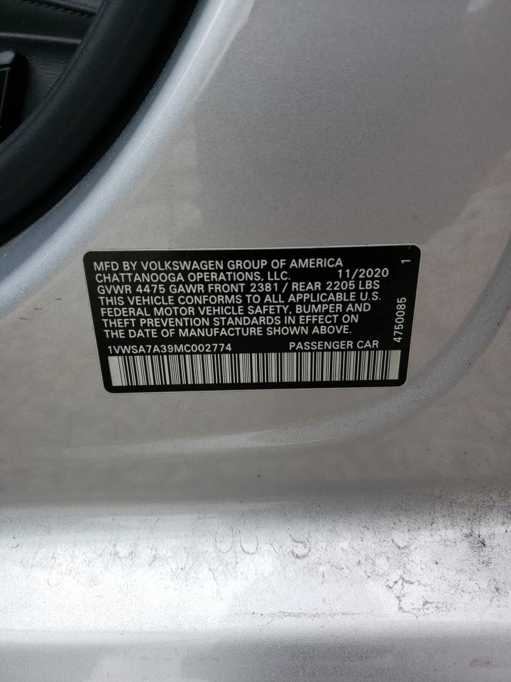 1VWSA7A39MC002774 2021 Volkswagen Passat Se