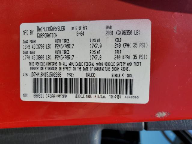 2005 Dodge Ram 1500 St VIN: 1D7HA16N15J502208 Lot: 54041094