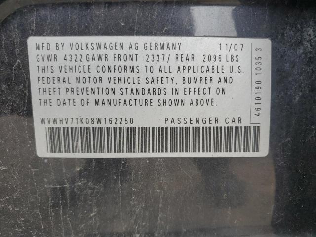 2008 Volkswagen Gti VIN: WVWHV71K08W162250 Lot: 54958724