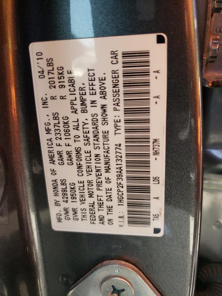 1HGCP2F39AA132774 2010 Honda Accord Lx
