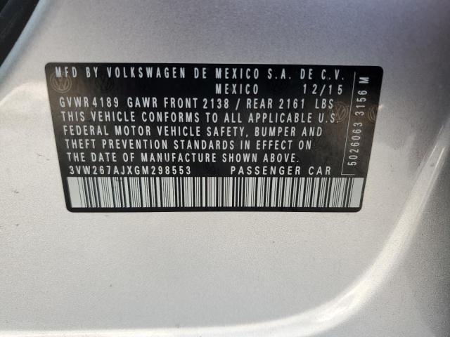 2016 Volkswagen Jetta S VIN: 3VW267AJXGM298553 Lot: 57097344