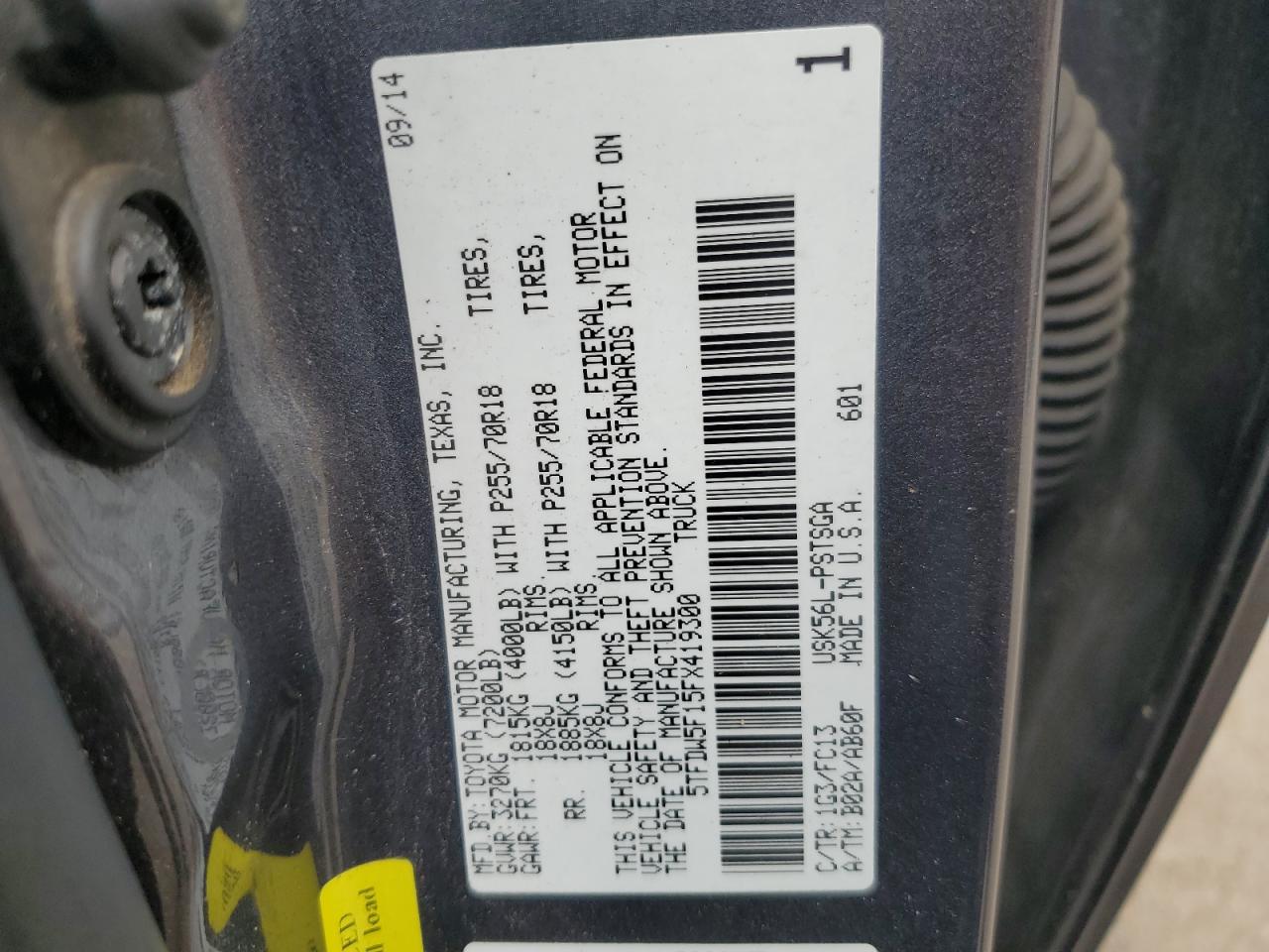 5TFDW5F15FX419300 2015 Toyota Tundra Crewmax Sr5