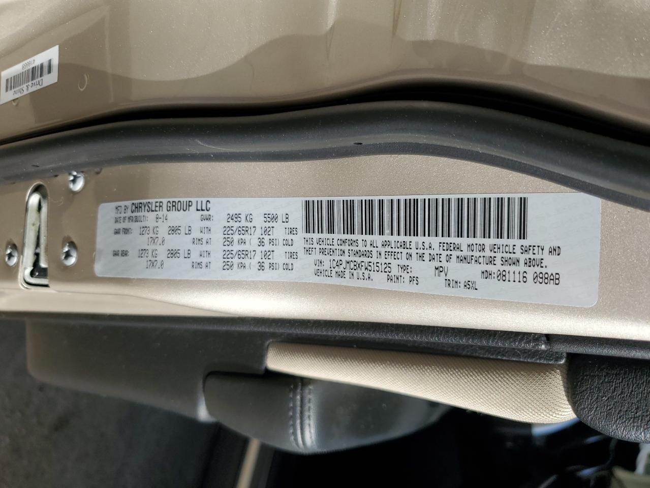 1C4PJMCBXFW515125 2015 Jeep Cherokee Latitude