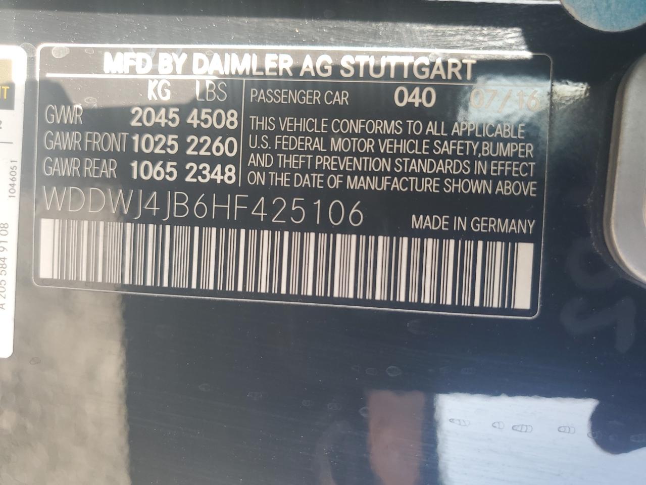 WDDWJ4JB6HF425106 2017 Mercedes-Benz C 300