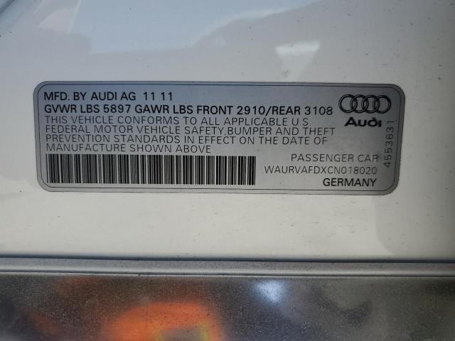 2012 Audi A8 L Quattro VIN: WAURVAFDXCN018020 Lot: 54083094