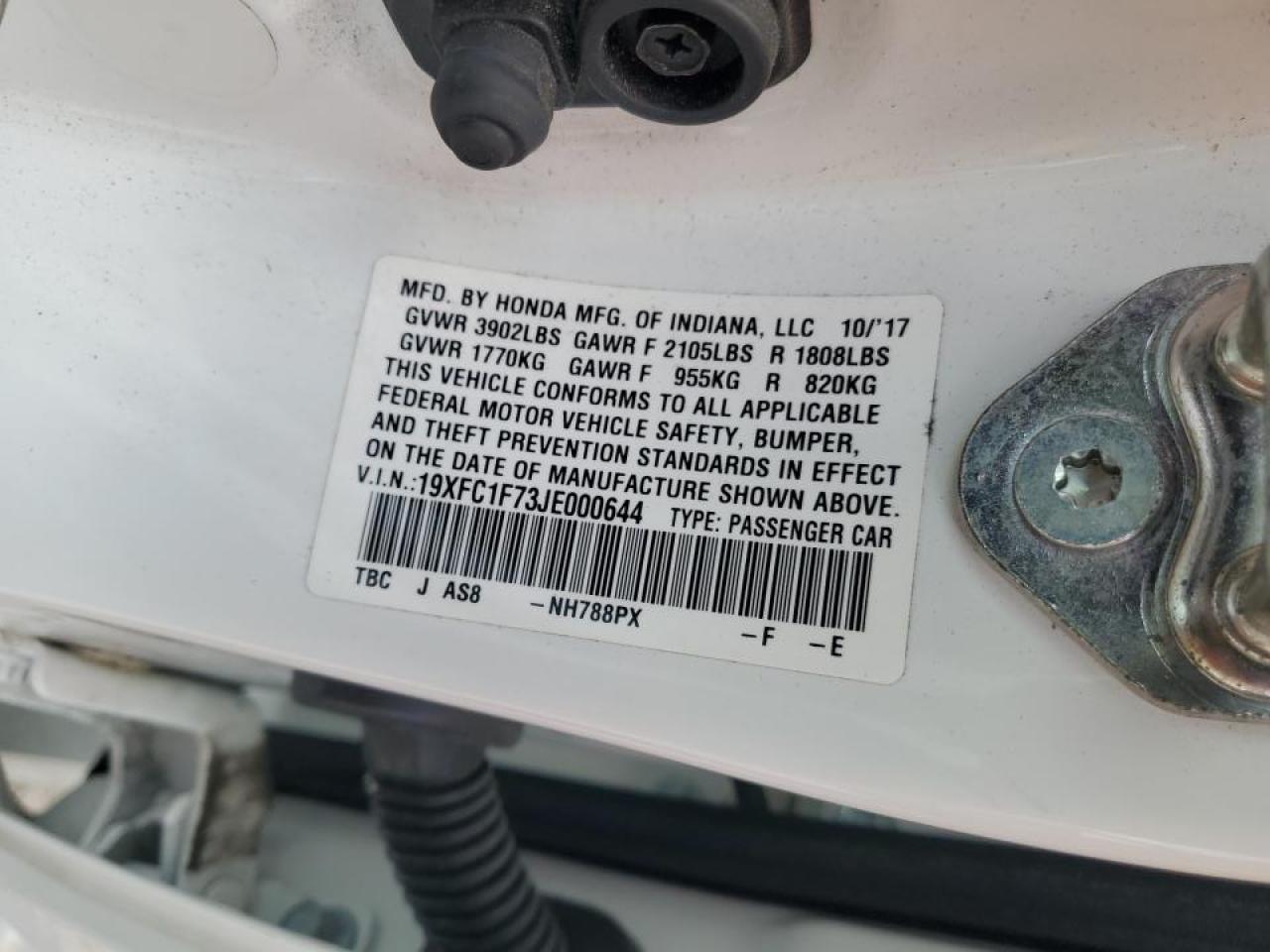 19XFC1F73JE000644 2018 Honda Civic Exl