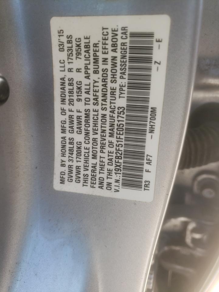 19XFB2F51FE051753 2015 Honda Civic Lx