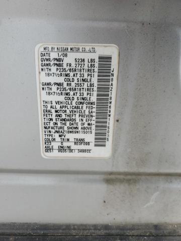 2009 Nissan Murano S VIN: JN8AZ18W69W115015 Lot: 53236054