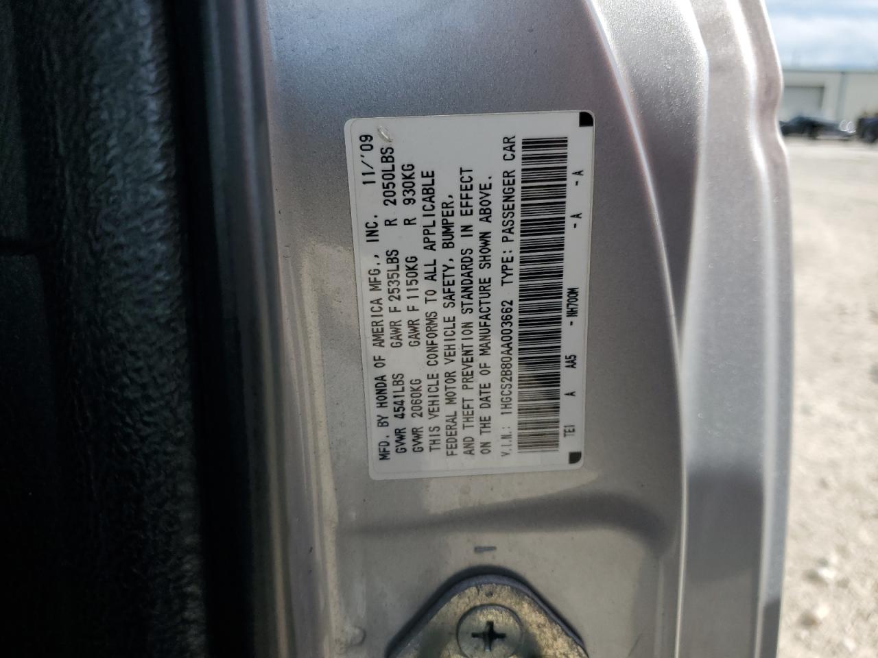 1HGCS2B80AA003662 2010 Honda Accord Exl