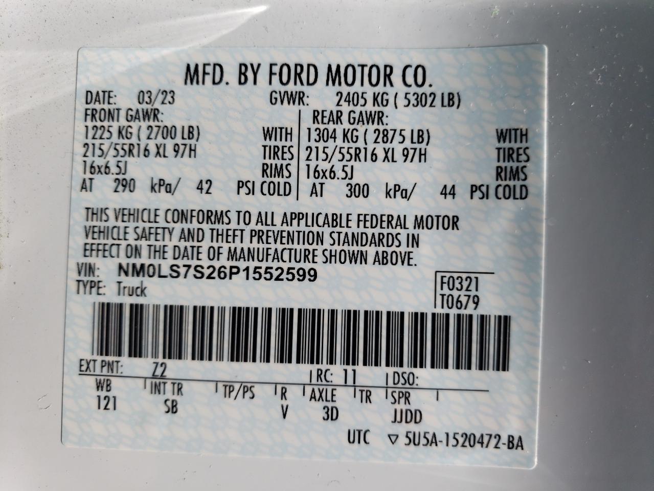 NM0LS7S26P1552599 2023 Ford Transit Connect Xl