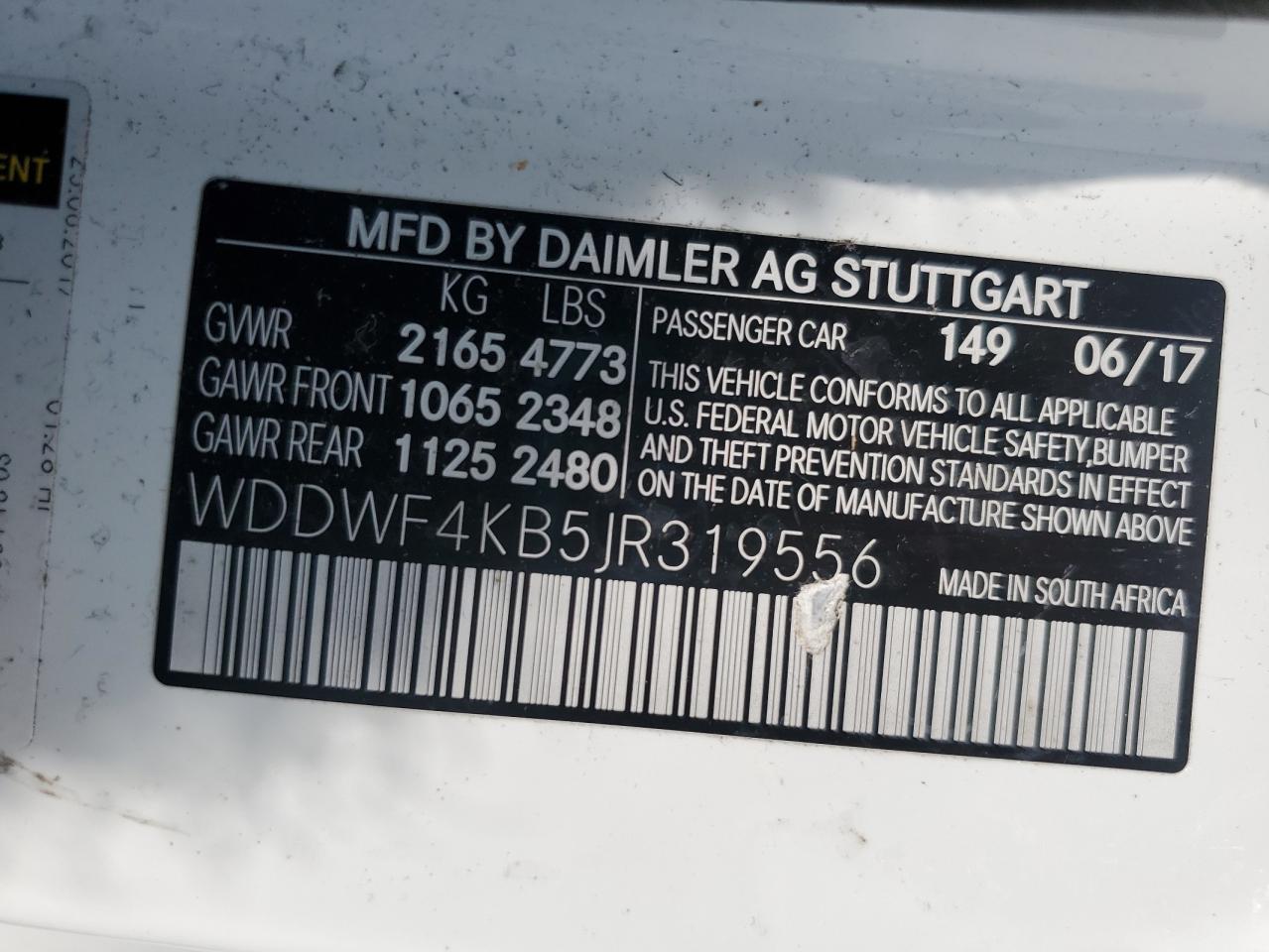 WDDWF4KB5JR319556 2018 Mercedes-Benz C 300 4Matic