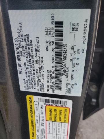 VIN 3FA6P0G77KR248781 2019 Ford Fusion, S no.12