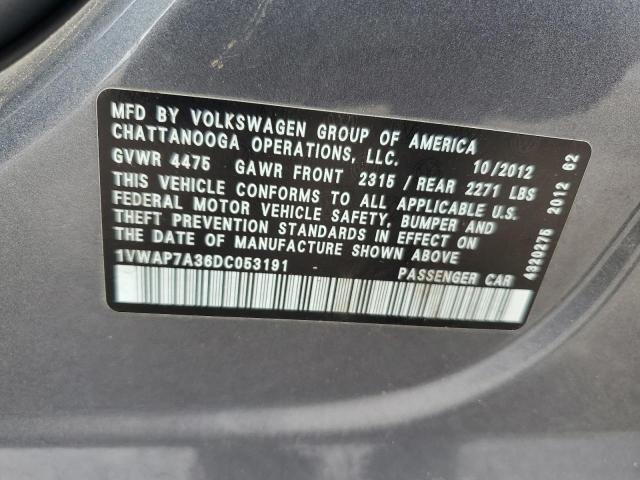 2013 Volkswagen Passat S VIN: 1VWAP7A36DC053191 Lot: 56411534