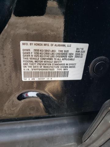 2019 Honda Pilot Elite VIN: 5FNYF6H0XKB078525 Lot: 54652004