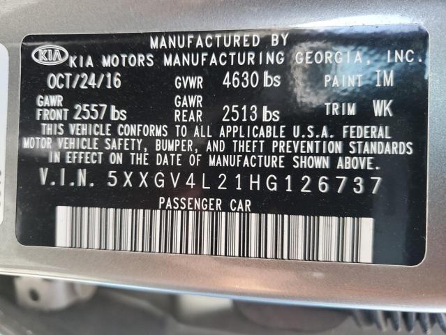 2017 Kia Optima Sxl VIN: 5XXGV4L21HG126737 Lot: 53813904