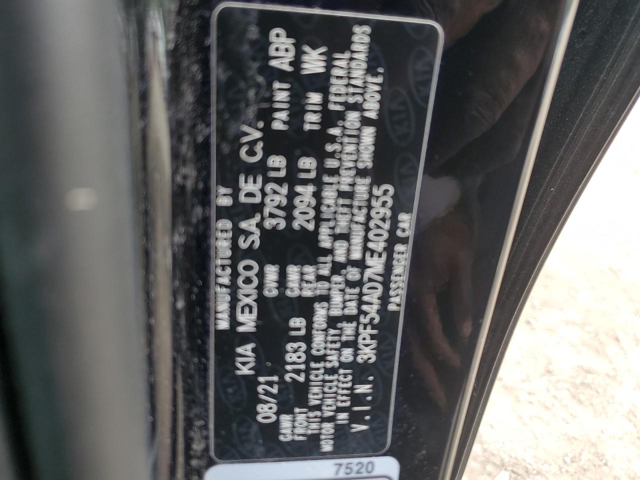 3KPF54AD7ME402955 2021 Kia Forte Ex