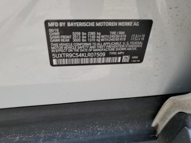2019 BMW X3 xDrive30I VIN: 5UXTR9C54KLR07509 Lot: 54069004