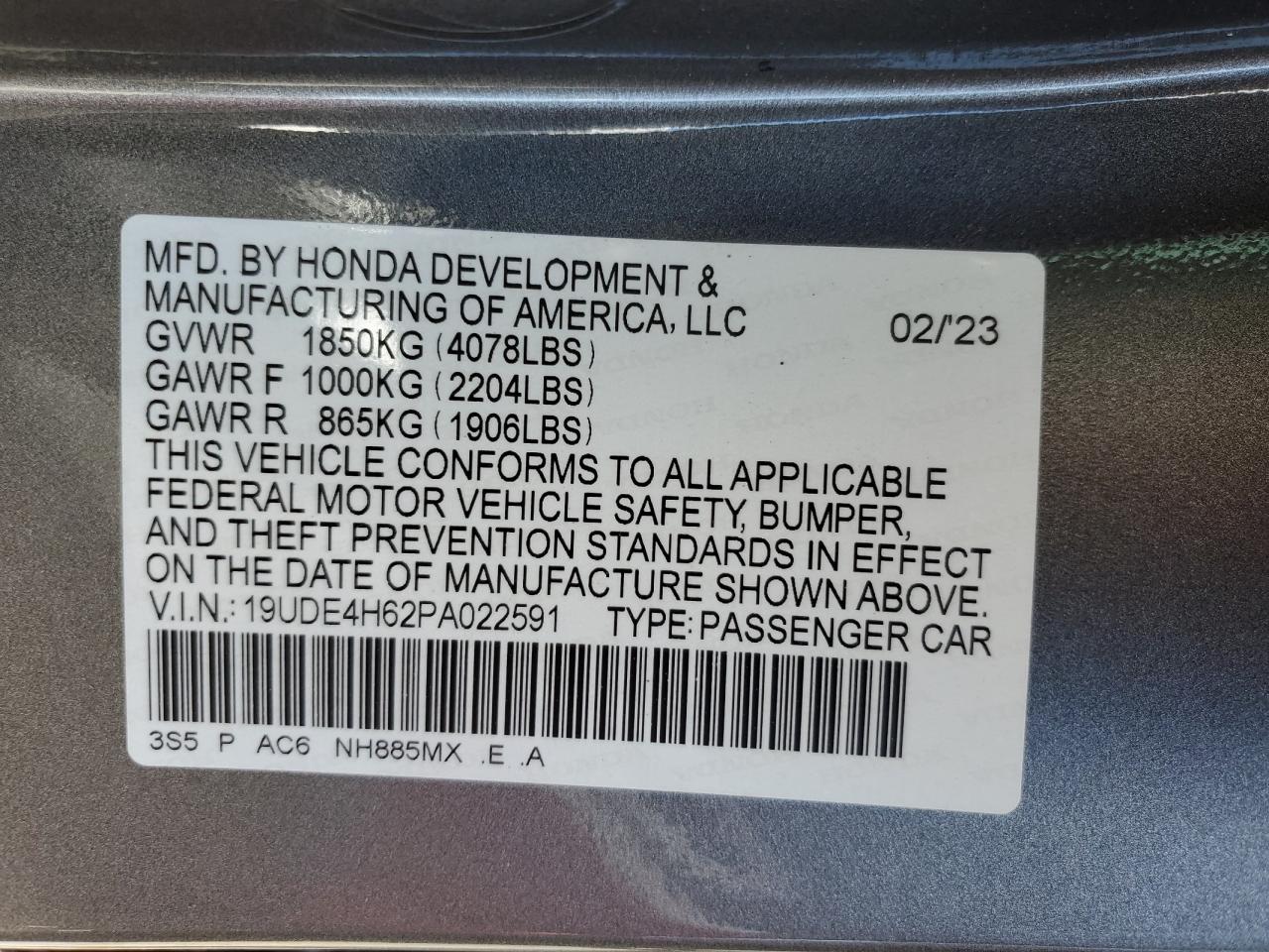 19UDE4H62PA022591 2023 Acura Integra A-Spec Tech