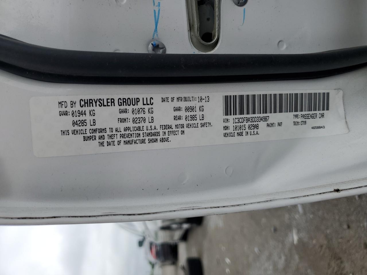 1C3CDFBA3DD334987 2013 Dodge Dart Sxt