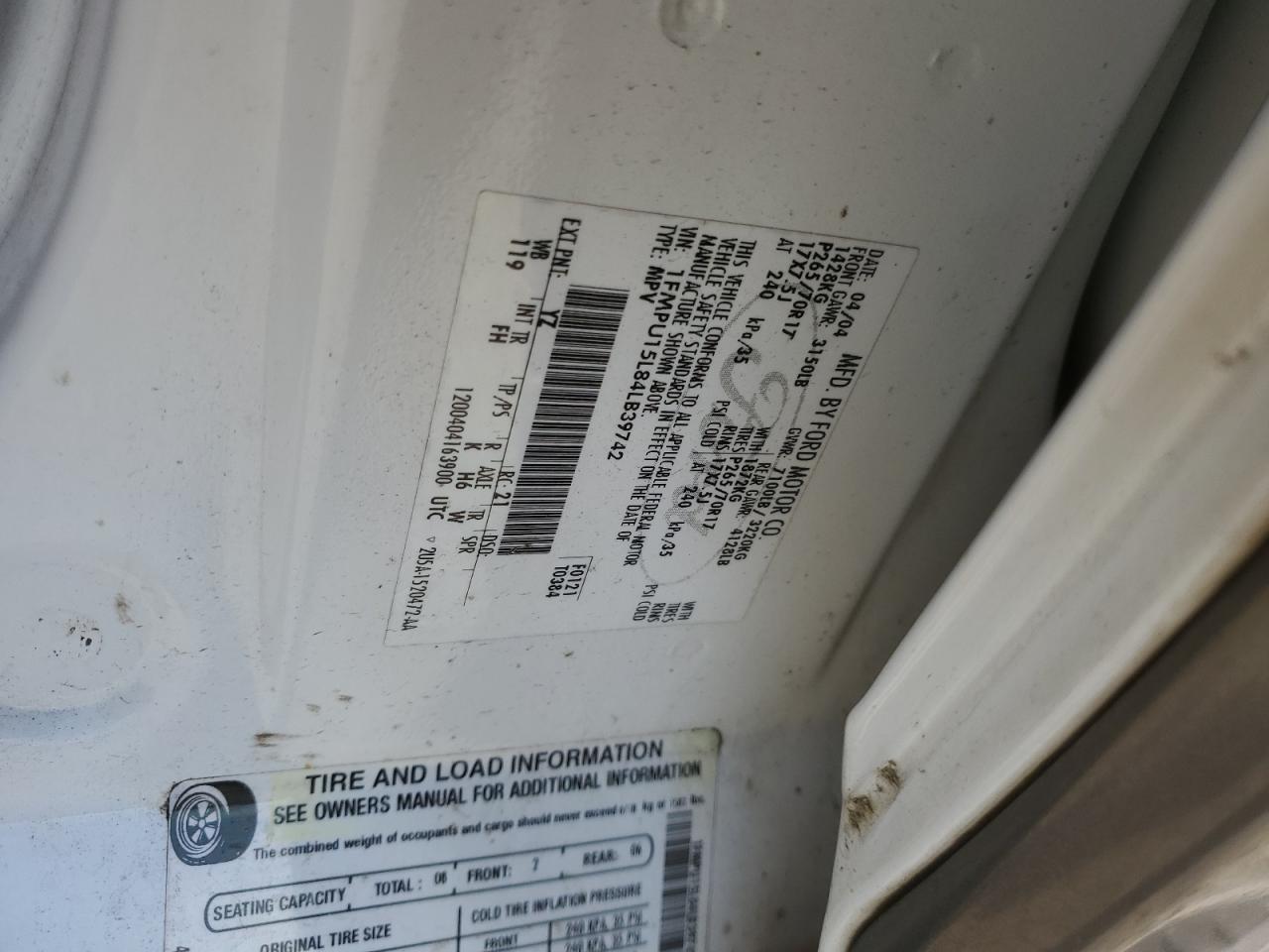 1FMPU15L84LB39742 2004 Ford Expedition Xlt