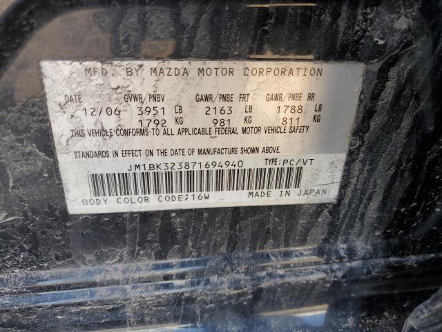 2007 Mazda 3 S VIN: JM1BK323871694940 Lot: 55254734