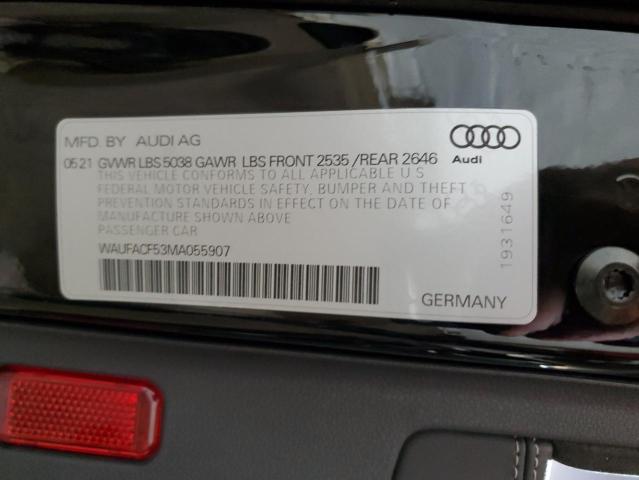 2021 Audi A5 Premium Plus 45 VIN: WAUFACF53MA055907 Lot: 53318374