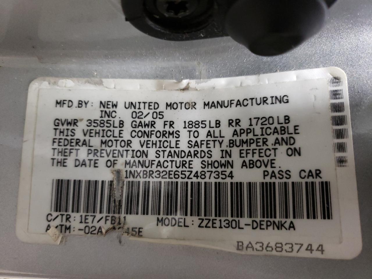 1NXBR32E65Z487354 2005 Toyota Corolla Ce