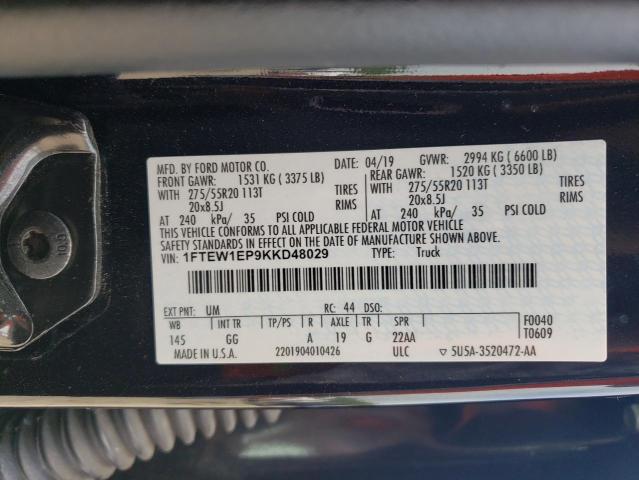 2019 Ford F150 Supercrew VIN: 1FTEW1EP9KKD48029 Lot: 54818014