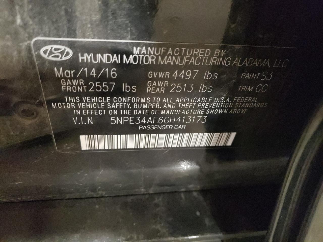 5NPE34AF6GH413173 2016 Hyundai Sonata Sport