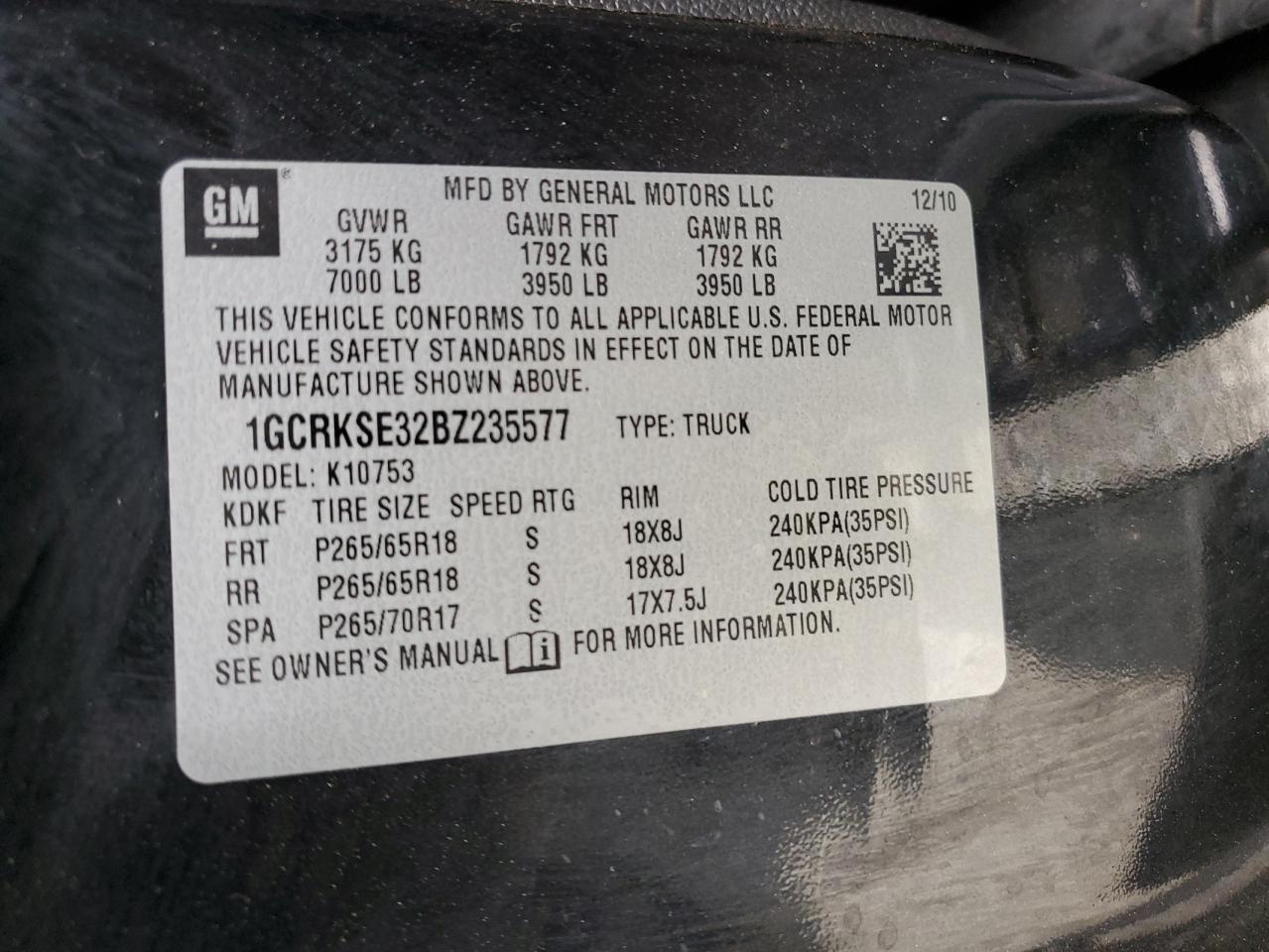 1GCRKSE32BZ235577 2011 Chevrolet Silverado K1500 Lt