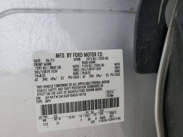 VIN 2FMTK3K92FBB51672 2015 Ford Edge, Titanium no.13