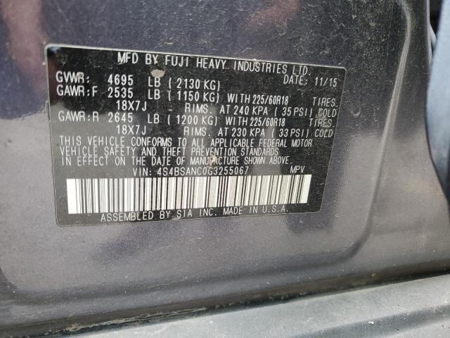 2016 Subaru Outback 2.5I Limited VIN: 4S4BSANC0G3255067 Lot: 55674244